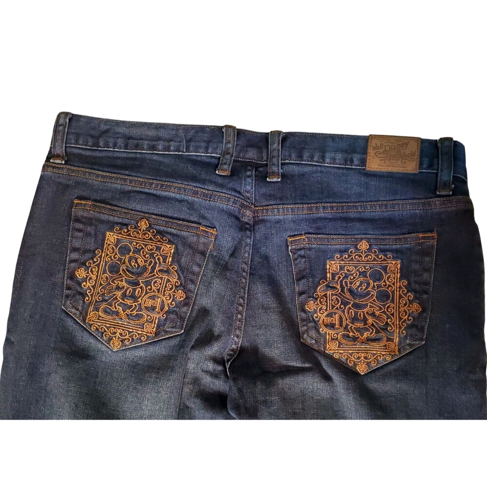 Authentic Disney Parks Blue Denim Mickey Mouse Embroidered Jeans Wm Size 8